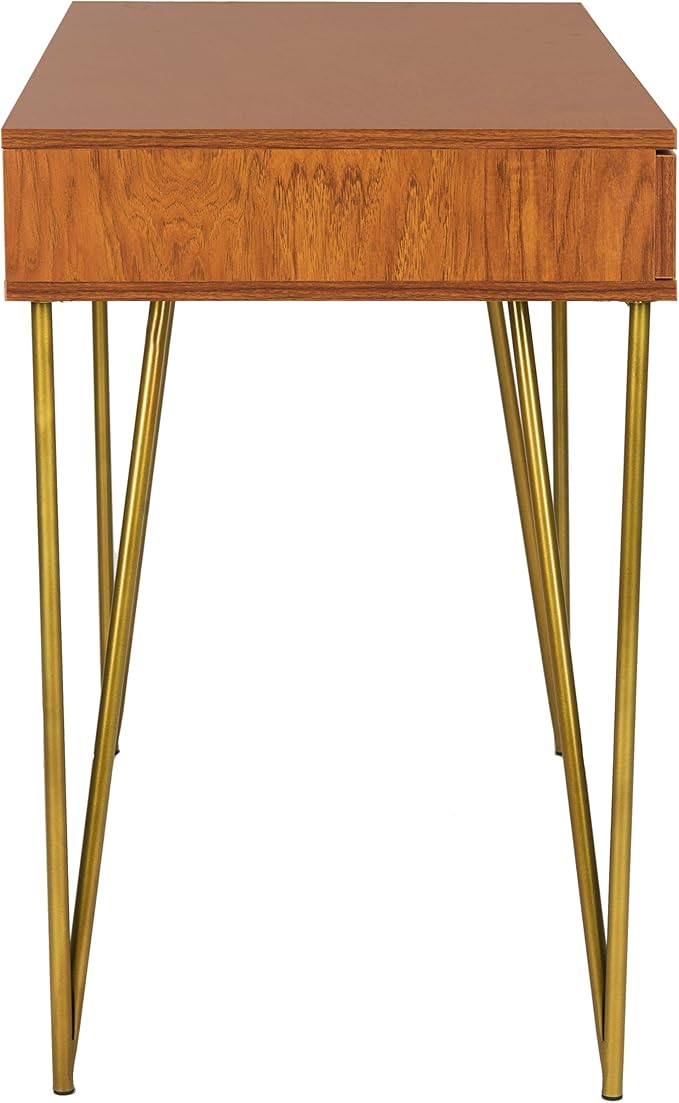 Safavieh Home Office Pine Modern Natural and Gold 2-drawer Desk
