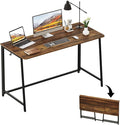 WOHOMO Folding Desk 47.2 Foldable Computer Desk for Bedroom Space Saving Computer Table Writing Workstation for Home Office Easy Assembly Walnut