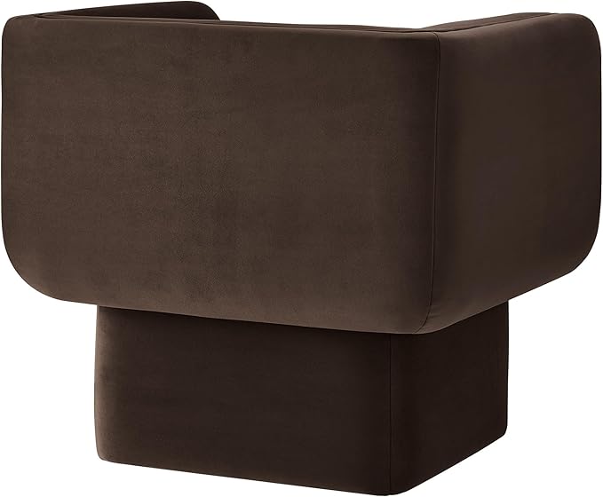 Modway Tate Performance Velvet Accent Chair in Chocolate Brown - Upholstered Club Chair - Modern Barrel Armchair - Comfy Reading Leisure Chair for Living Room Bedroom Office