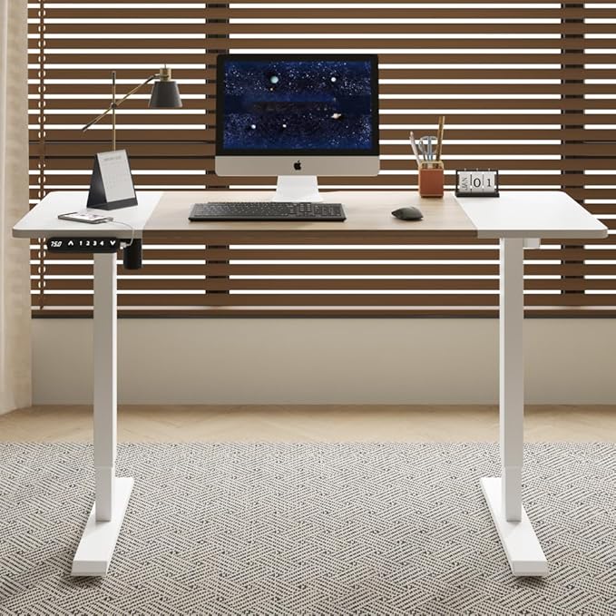 55 Inch Electric Standing Desk Height Adjustable Computer Gaming Desks for Home Office Bedroom Craft Study Table and Work Standing DesksOakNatural