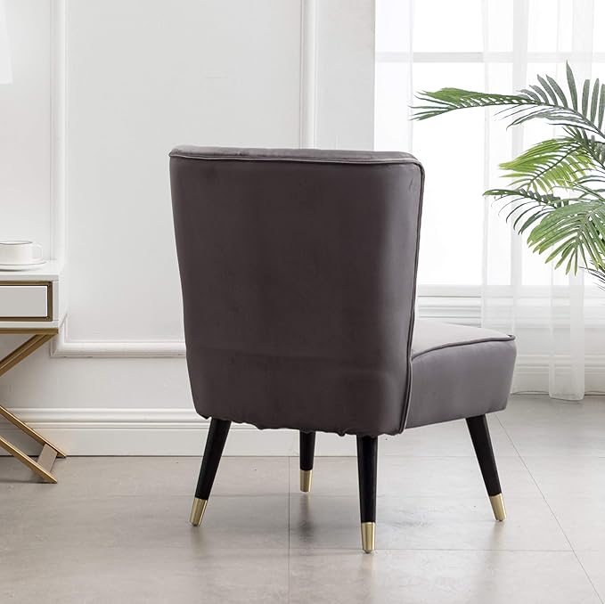Elon Contemporary Velvet Upholstered Accent Chair Gray