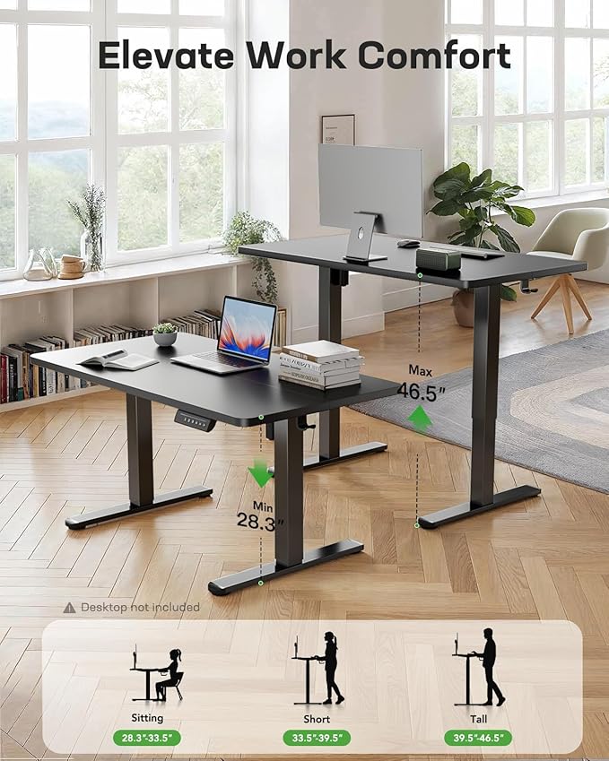 Marsail Standing Desk FrameElectric Standing Desk Legs with Powerful MotorHeight-Adjustable Desk Leg with 176 lbs Max Load for Various DesktopsStand up Desk Legs with 4 Memory PresetsFrame Only