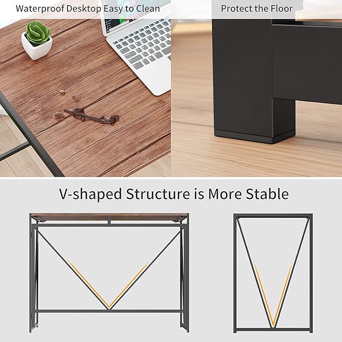 NOBLEWELL HOME NWCD3D Folding Computer Desk Brown