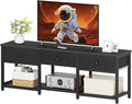 TV Stand with 3 Fabric Drawers for up to 50 Inch TV 47.2 Industrial Media Console Entertainment Center with Shelves for Living Room Bedroom Home Office Black DS12BB