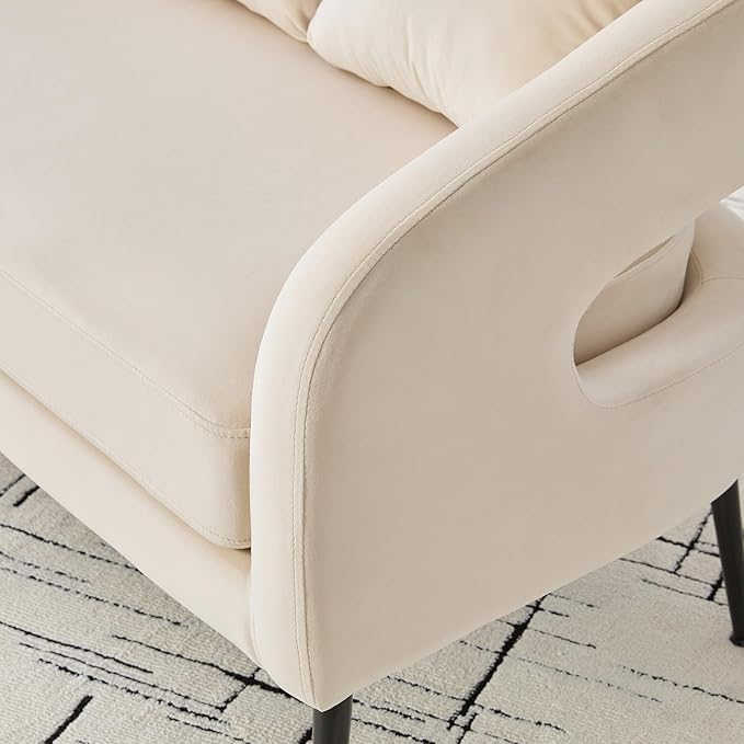53.7 Modern Velvet Loveseat Sofa with 3 PillowSmall Comfortable 2 Seat Sofa with Metal Legs Small Couch for Living RoomBedroomOfficeReceptionBeige