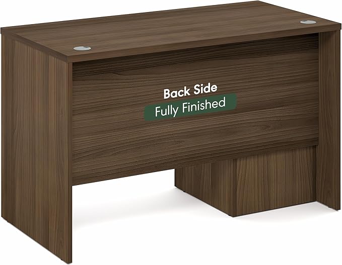 Furinno Roger 47 Inch Executive Desk with File Cabinet Home Office Desk with 3-Drawer Fixed Pedestal Filing Cabinet Desk Cord Grommet for Home Office Modern Walnut