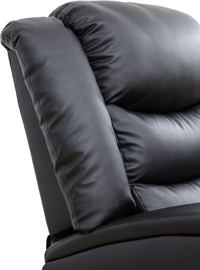 Oversized Faux Synthetic Leather Chairs for Living Room Comfy Wide Lazy Boy Home Theater Seating Recliner for Apartment/Office Black