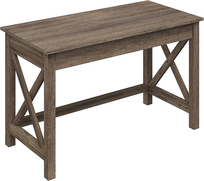 Writing Desk - Work Desk with X-Pattern Legs - for Office Bedroom Computer or Craft Table - Home Office Desks by Lavish Home (Tan Wood Finish)