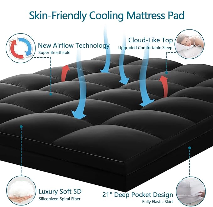 CHOKIT King Mattress Topper Extra Thick Pillow Top Mattress Pad for Back Pain Relief Cooling Bed Topper Mattress Cover with 8-21 Inch Deep Pocket