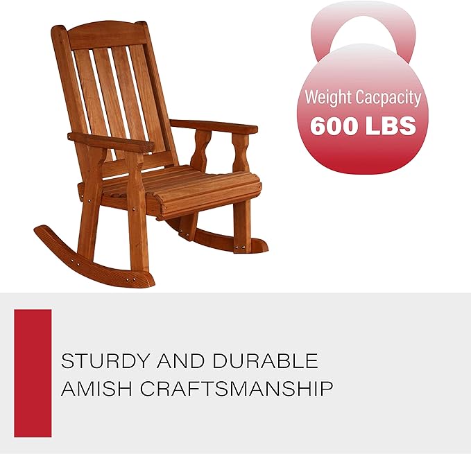 Amish Heavy Duty 600 Lb Mission Pressure Treated Rocking Chair (Cedar Stain)