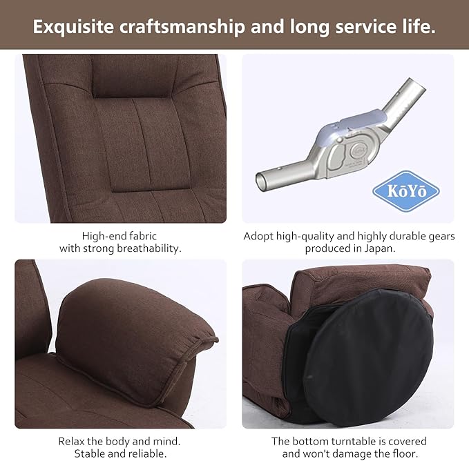 FLOGUOR 360 Degree Swivle Adjustable Floor Chair Chaise Lounge Indoor Folding Lazy Sofa with Armrests and Side Pocket Adults Gaming Chairs for Living Room Bedroom Factory Price 201 (CO)