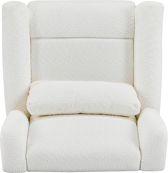 Christopher Knight Home Dolia Boucle Fabric Upholstered 360° Swivel Chair Push-Back Power Recliner Chair Iron Recliner Sofa with Rotation Living Room Lounge Sofa Adjustable Backrest Beige+Gold