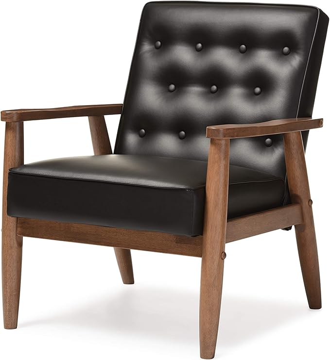 Baxton Studio BBT8013-Black Chair armchairsWood Black