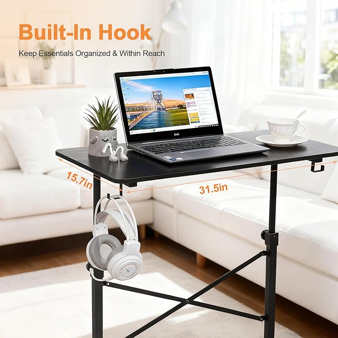 Treadmill Desk Adjustable Height (28-49 Inch) Rolling Standing Desk with Wheels Portable Laptop Table for Walking Pad Spin Bike &amp Exercise Bike 31x16 inch Mobile Workstation for Home Office