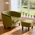 PayLessHere Accent Chair with Ottoman Cozy Velvet Armchair for Reading and Relaxing Modern Living Room Chair for Bedroom Living Room &amp Apartment (Green)