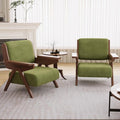 Accent Chair Set of 2 Mid Century Modern Chair Velvet Upholstered Lounge Arm Chair with Solid Wood Cozy Seating for Living Room Bedroom Balcony (Green)