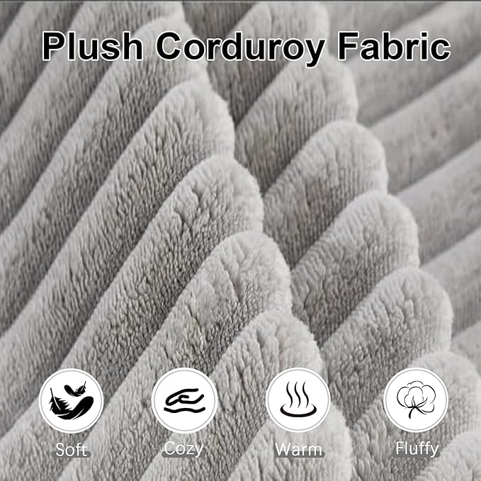 134 Inch U-Shaped Sectional Couch Oversized Modular Corduroy Sofa with Double Chasies 4-Seater Modern Deep Seat Boneless Cloud Couch for Living Room No Assembly Required Light Gray