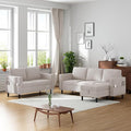 CECER 3 Piece Living Room Sectional Sofa Set with Ottoman and Side Pockets Modern Linen 5 Seater Couch Set3-Seater Sofa and Loveseat Set for Living Room/Office/Apartment-Beige