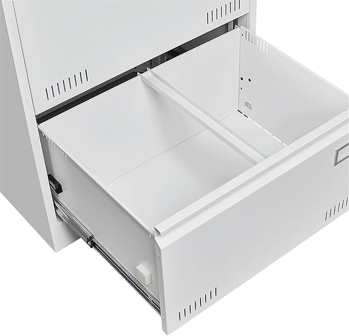 2 Drawer Metal Lateral File Cabinet with Lock Office Vertical File Cabinet for Home Office Legal/Letter/A4 Size Locking Metal File Cabinet Assembly Required Storage Drawers (White)