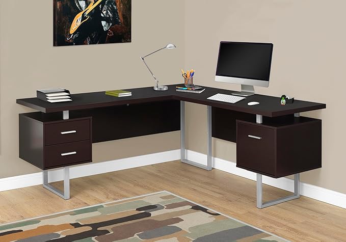 Monarch Specialties Computer 70L Desk Left or Right Facing - Capuccino