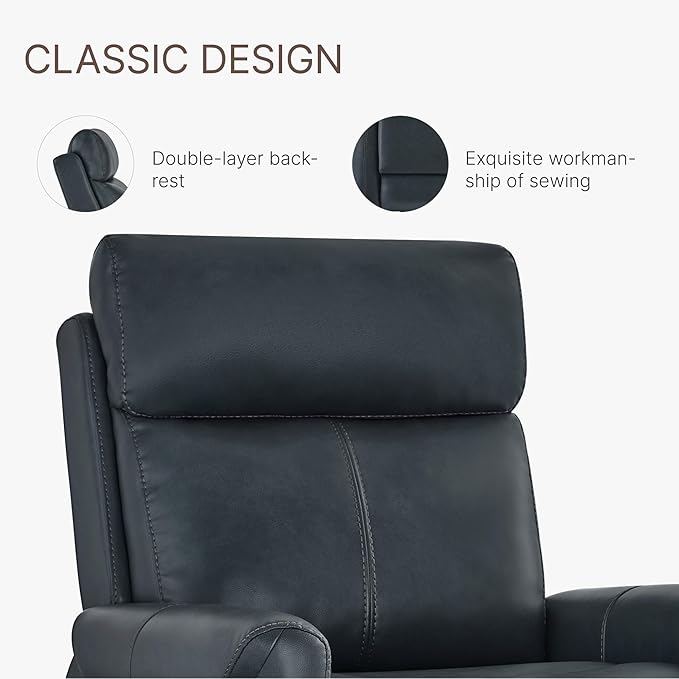 Wall Hugger Recliner Chair for Adults Faux Leather RV Recliner with USB Charging Ports Electric Power Reclining Sofa for Living Room Home Theater Seating Bedroom