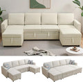 102 Inch Pull Out Couch Convertible Sofa Bed for Living Room Comfortable Sleeper Sofa with Pull Out Bed Modern Sectional Couches with Ottoman Storage Easy Assembly for Apartment Off-White