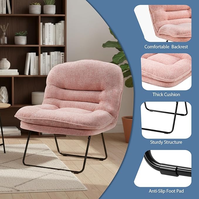 DUMOS Comfy Saucer ChairFoldable Padded Chairs for Bedroom Dorm &amp Gaming Foldable Fashion Floor Chair with Back Support for Small SpacesHot New Pink
