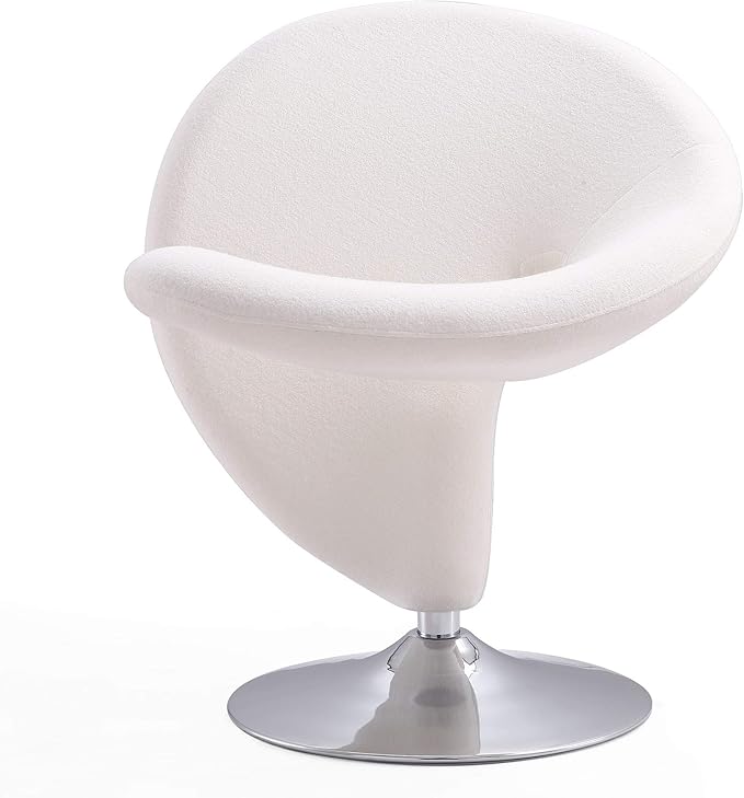 Manhattan Comfort Curl Swivel Accent Chair Set of 2 with 360° Turn Fully Assembled Upholstered in Wool Blend Modern Ergonomic Design with Polished Chrome Base Living Room &amp Office Set of 2 C