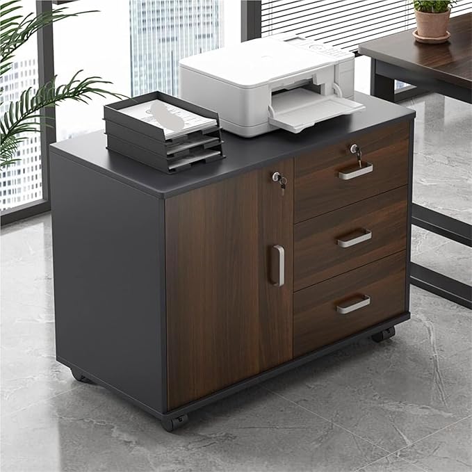 3 Drawer Filing Cabinet On Wheels Lateral Printer Storage Cabinets(A)