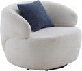 Swivel Barrel Chair Accent Chair Circle Living Room Chair for Small Space Beige Round Sherpa Armchair for Reading Room/Bedroom Lounge