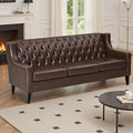 GDFStudio 78.75 3-Seater Sofa Button Tufted Backrest Big Comfy Couch with Cushions Mid Century Modern Couches Home Living Room Sofa Upholstered Sofas &amp Couches for Apartment Bedroom Dark Brow