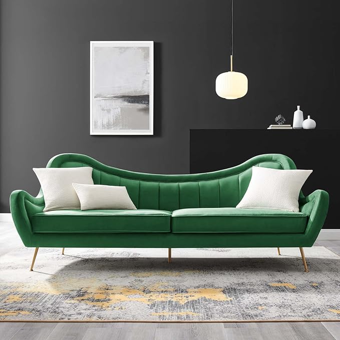 Modway EEI-5874-EME Cheshire Channel Tufted Performance Velvet Sofa Emerald