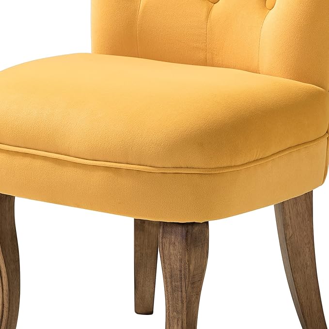 Modern Velvet Vanity Chair with with Solid Wood Legs Upholstered Vanity Stool with Low Back Small Makeup Chair Home Decor for Bedroom Living Room Dressing Table Women Girls