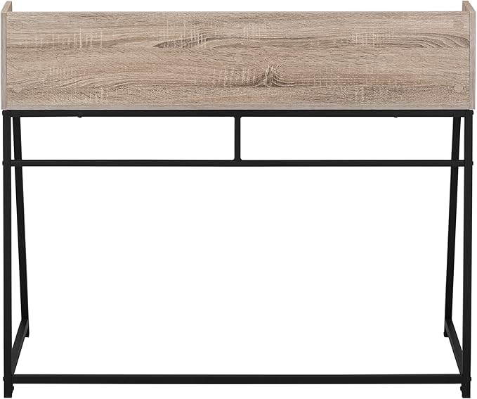 Penau Computer Desk for Home Office 48 Inches Storage Shelves Contemporary Brown Laminate Finish Black Metal Base