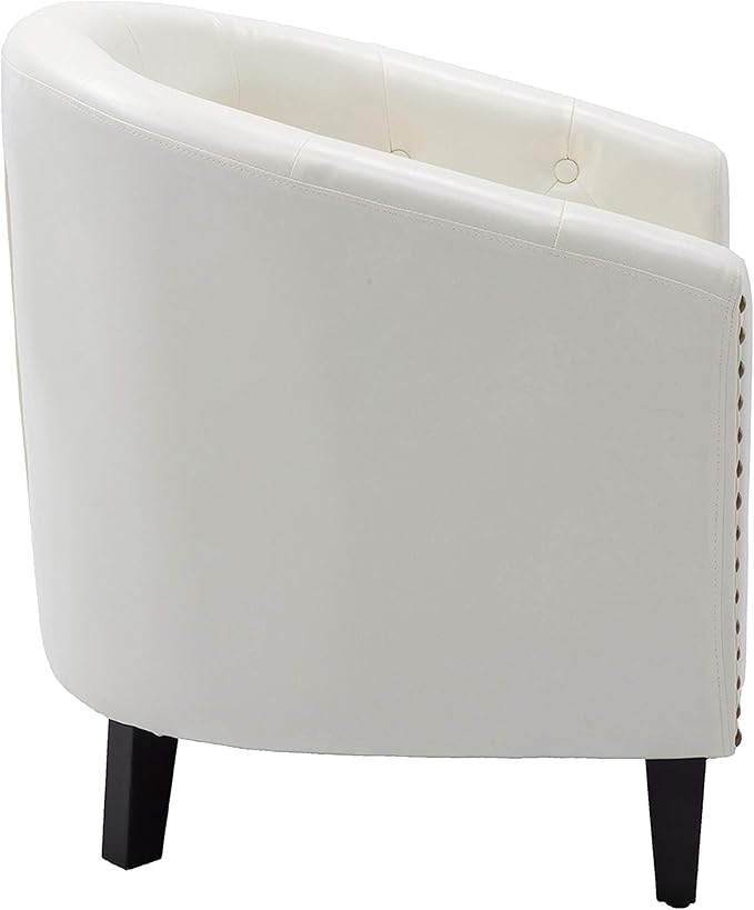 PU Leather Tufted Barrel ChairTub Chair for Living Room Bedroom Club Chairs