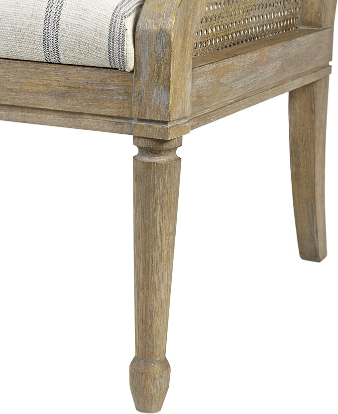 Martha Stewart Isla Accent Chairs for Living Room with Solid Wood Frame Cane Webbed Swoop Track Arms Turned Legs Farmhouse Coastal Cottage Deep Seating Lounge - Reclaimed Wood Beige