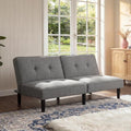 COMHOMA 67″Futon Sofa BedModern Convertible Sleeper Sofa Fabric Futon Couch with Multi-Position Backrest for Living Room Furniture (Light Grey)