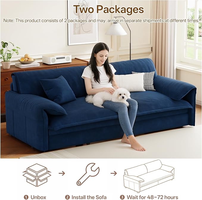 66 Queen Pull Out Couch BedVelvet 3-in-1 Queen-Size Sleeper SofaConvertible Pull-Out Sofa Bed with Side PocketsSleeper Loveseat for Living RoomApartment Offices (Blue)