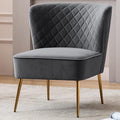 DUHOME Velvet Accent Chair Slipper ChairVanity Chairs Makeup Chair with Back Upholstered Sofa Chair Barrel Chair for Living Room Bedroom with Golden Legs Grey