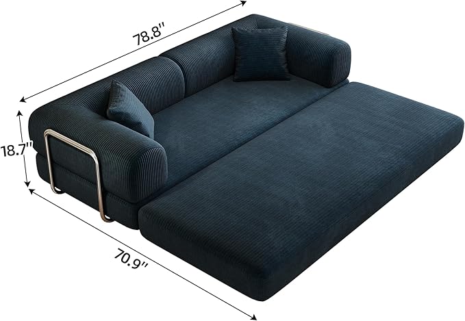 Ball &amp Cast 78 Convertible Floor Sofa Bed – 4-in-1 Modular Corduroy Sleeper with Fixed-Shape Support No Assembly Boneless Folding Couch with Armrests &amp Pillows – for Living Room Apartments