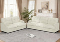 Chenille Modern Sofa Set with Cup Holder Tufted Upholstered Couch and Lovesaet with Thickened Cushions Comfy 3 Seater and 2 Seater Sofa with Deeper Seat for Living Room ApartmentBeige