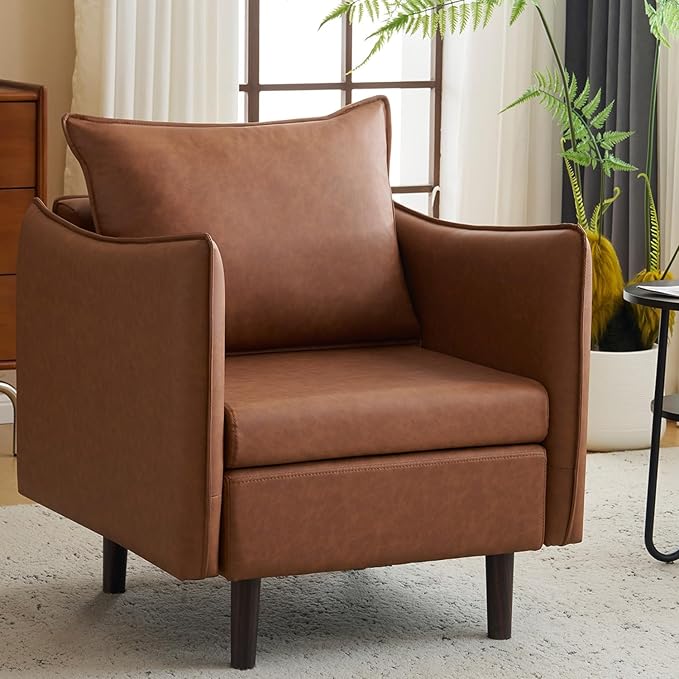 Sepnine Accent Chairs for Living Room Chairs Brown Reading Chair for Bedroom Arm Chair Mid Century Modern Club Chairs Upholstered Comfy Chair for Apartment Waiting Room