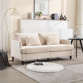 JOYBASE 70 inch Loveseat Sofa Mid-Century Modern Love Seat Couch with Wood Legs Upholstered Comfy Sofa for Living Room Apartment Office Bedroom (Beige Chenille)