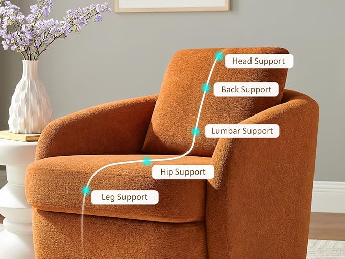 Swivel Barrel Chair Cloud 360° Upholstered Armchair with Removable Throw Pillow for Living Room Bedroom Modern Comfy Single Sofa Chairs Fully Assembled Set of 2 Curry