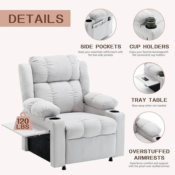 HAOBO Home Recliner Chair with Heat and Massage Recliner Sofa Chair for Adults Recliners Home Theater Seating Reclining Sofa Chair Oversized Reclining Single Sofa Seat for Living Room