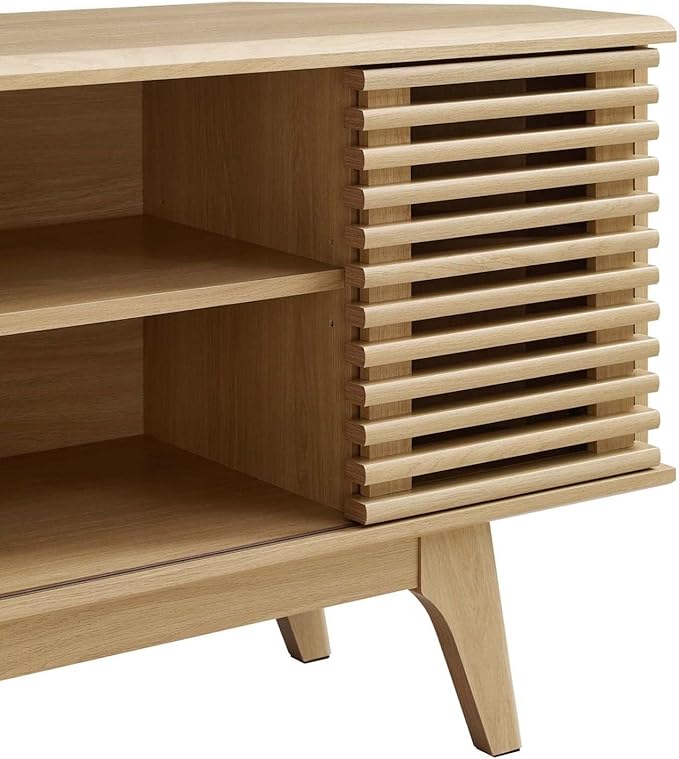 Modway Render Mid-Century Modern Low Profile 46 Corner Media TV Stand in Oak 15 x 46 x 23