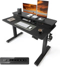 CubiCubi 48 x 24 Inch Electric Height Adjustable Standing Desk with Double Drawers 4 Adjustable Feet &amp 2 Hooks Home Office Computer Workstation Black