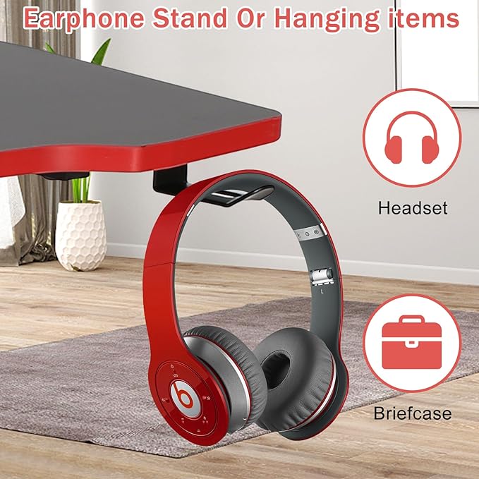 47 Inch Modern Gaming Desk for Home Office Z Shaped Computer Desk for Teen Large PC Gaming Table Adjustable Feet with Headphone Hook &amp PVC SurfaceRed
