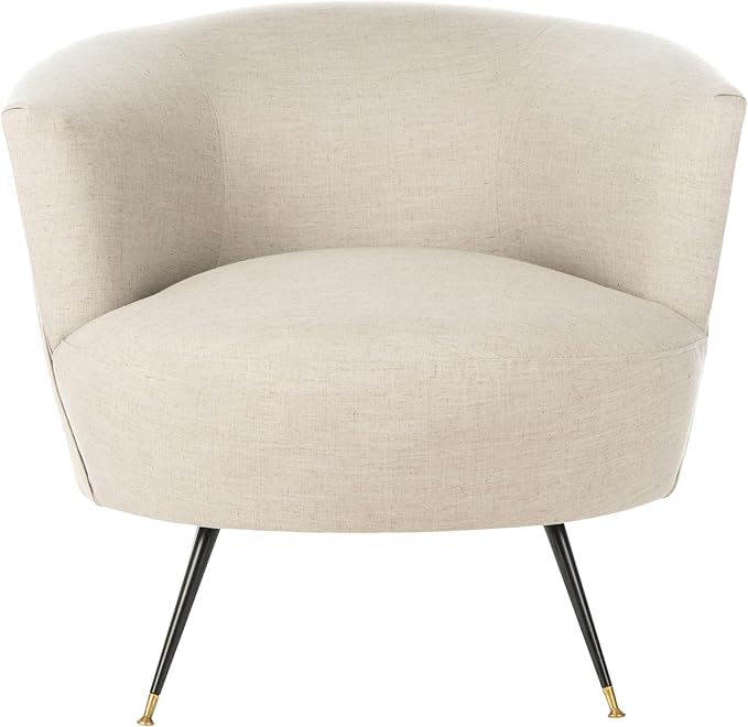 Safavieh Home Arlette Mid-Century Retro Light Grey Velvet Accent Chair