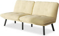Futon Sofa Sleeper Couch Bed with Adjustable Backrest Thick Cushion Velvet Fabric for Department Living Room Lounge Sofa Loveseat (Beige)